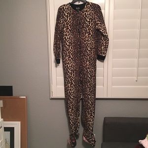 Cheetah print fleece onesie